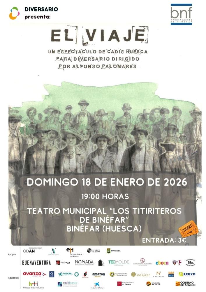 Imagen Teatro inclusivo en Binéfar el domingo 18 con la representación de ‘El viaje’, de Cadis Huesca