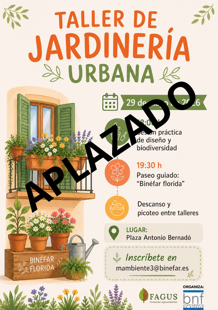 Imagen Aplazado el taller de Jardinería Urbana por elevadas temperaturas