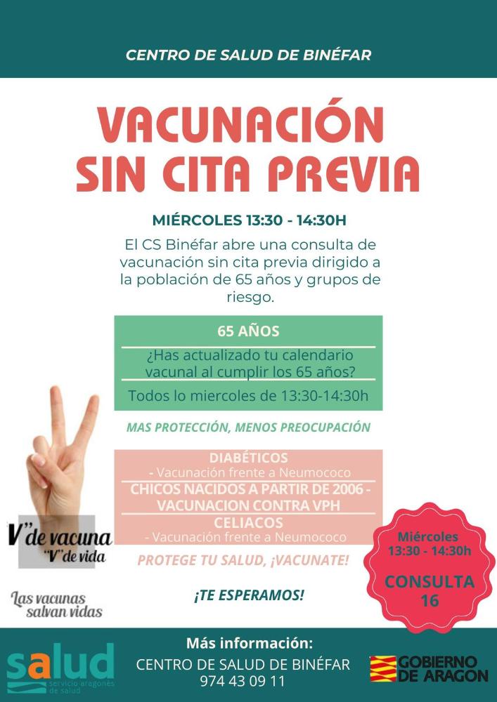 Imagen El Centro de Salud de Binéfar abre una consulta de vacunación sin cita previa