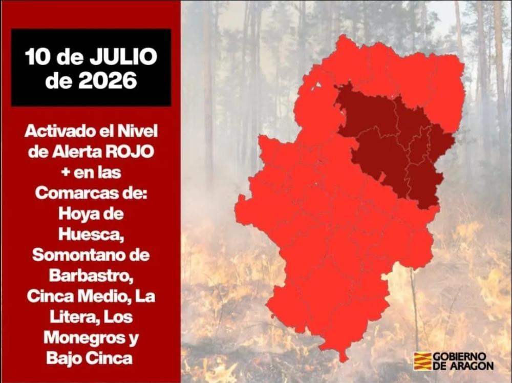 Imagen Nivel Alerta Roja + para hoy en nuestra comarca