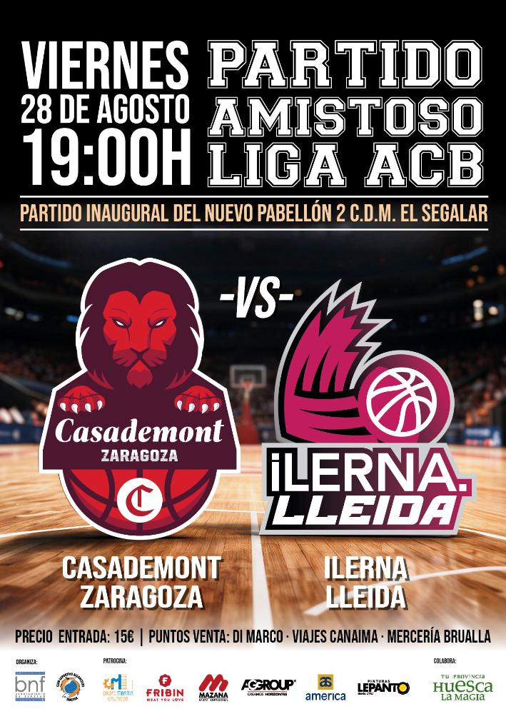 Imagen Estreno de lujo del nuevo pabellón polideportivo de Binéfar con el partido de ACB Liga Endesa entre Casademont Zaragoza e Ilerna Lleida